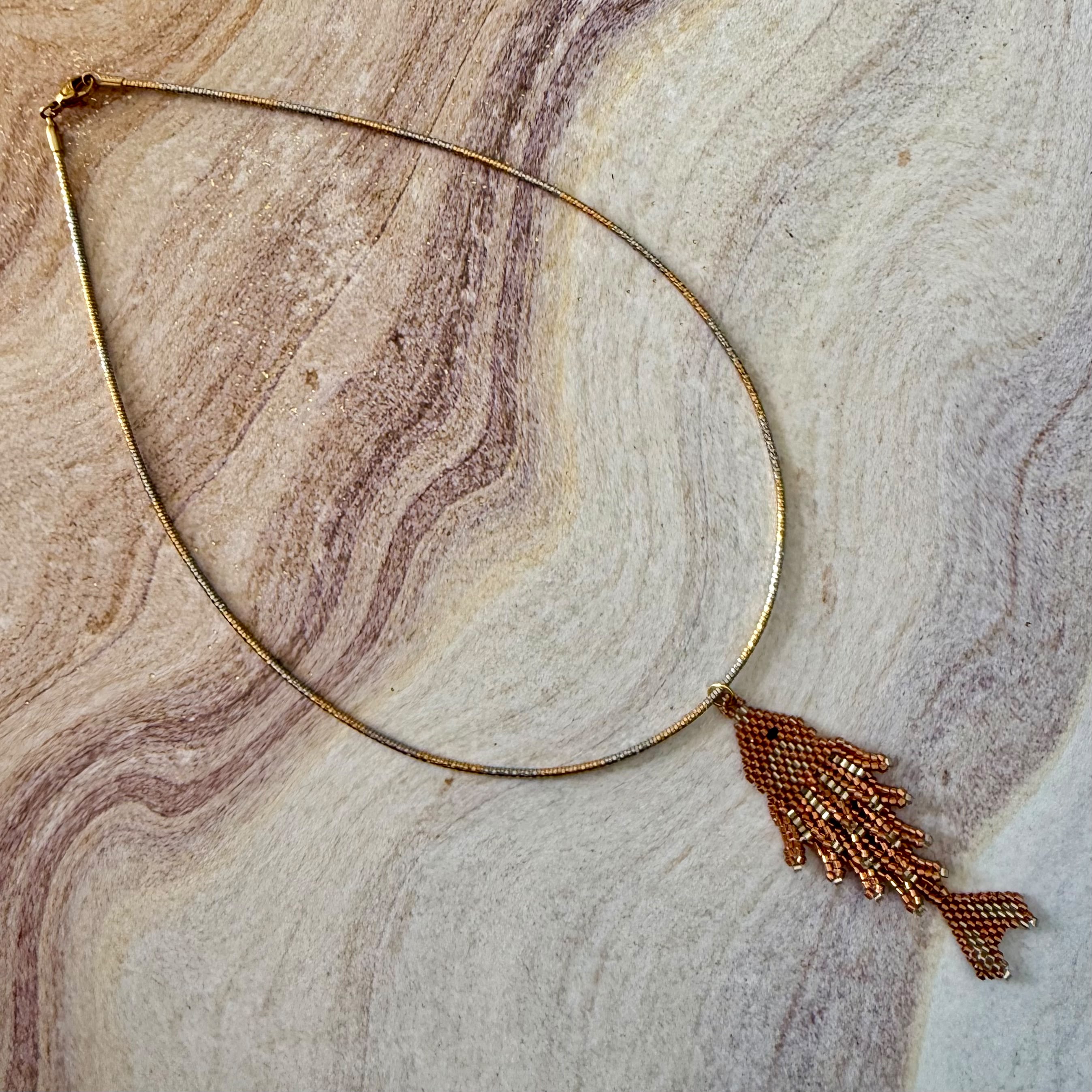 Golden Sand Miyuki Fish Necklace