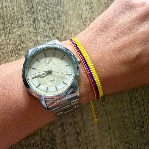 World Cup 2026 Colombia Flag Bracelet. Handwoven Miyuki Beads