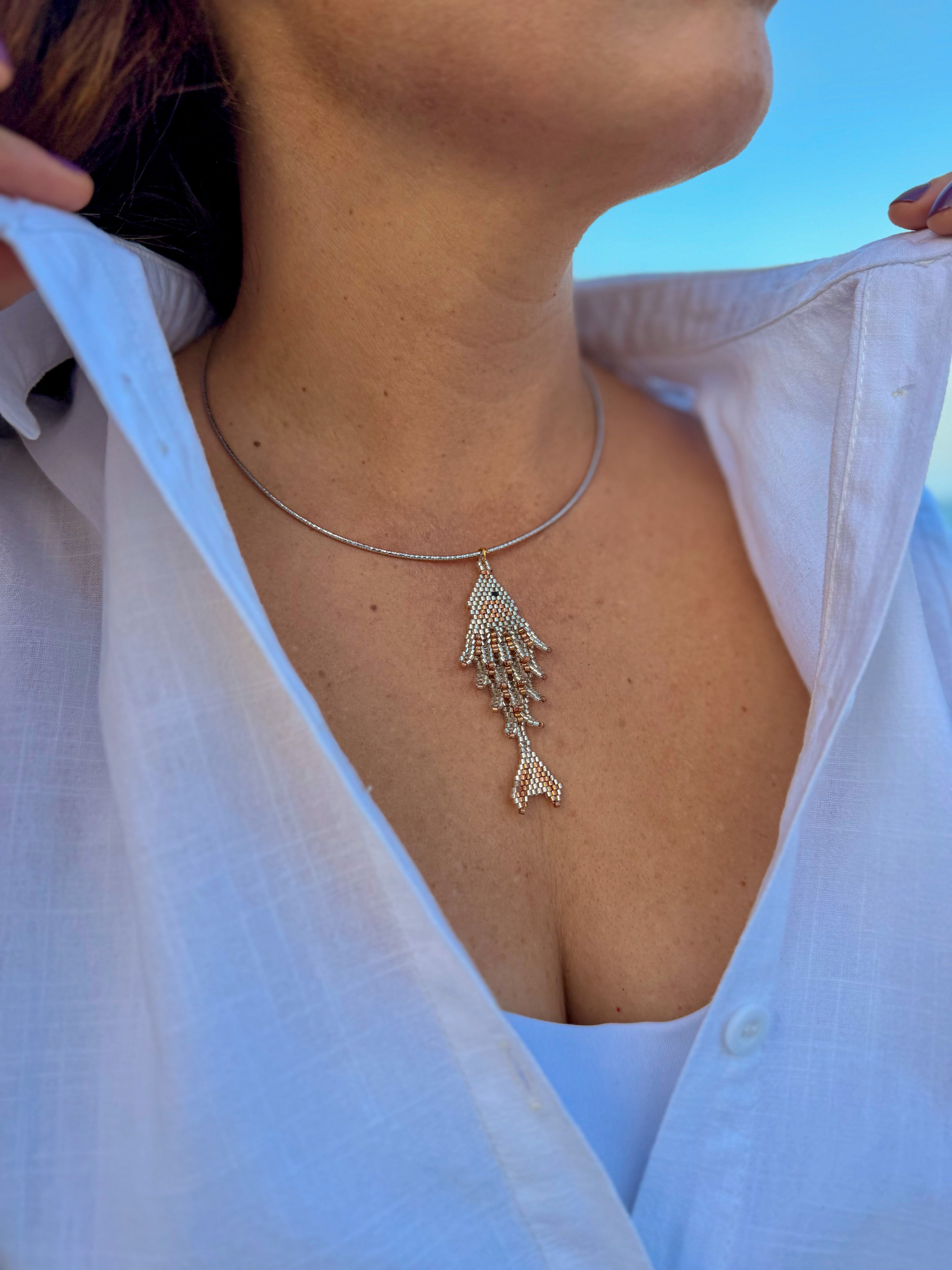 Golden Sand Miyuki Fish Necklace