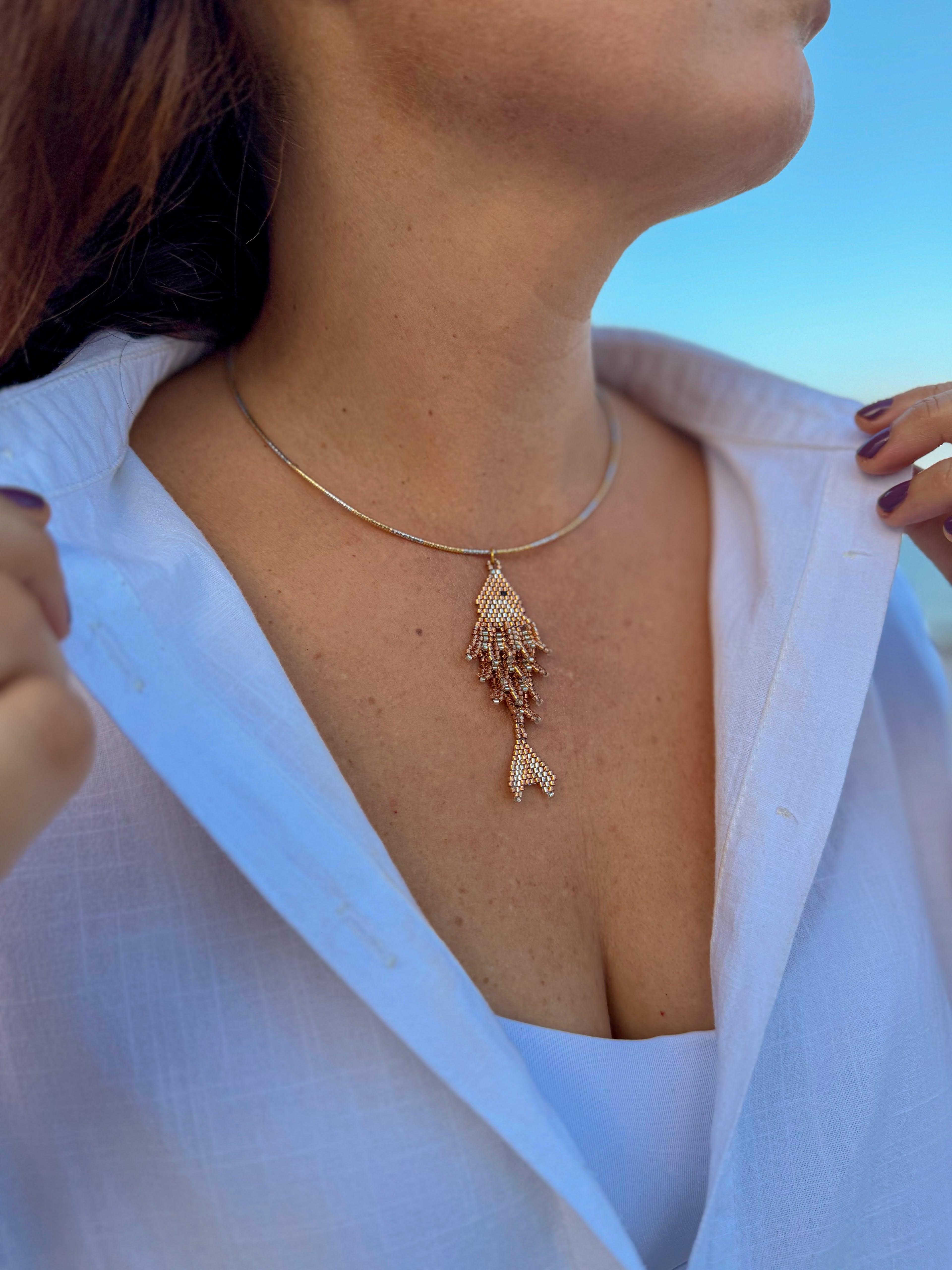 Golden Sand Miyuki Fish Necklace