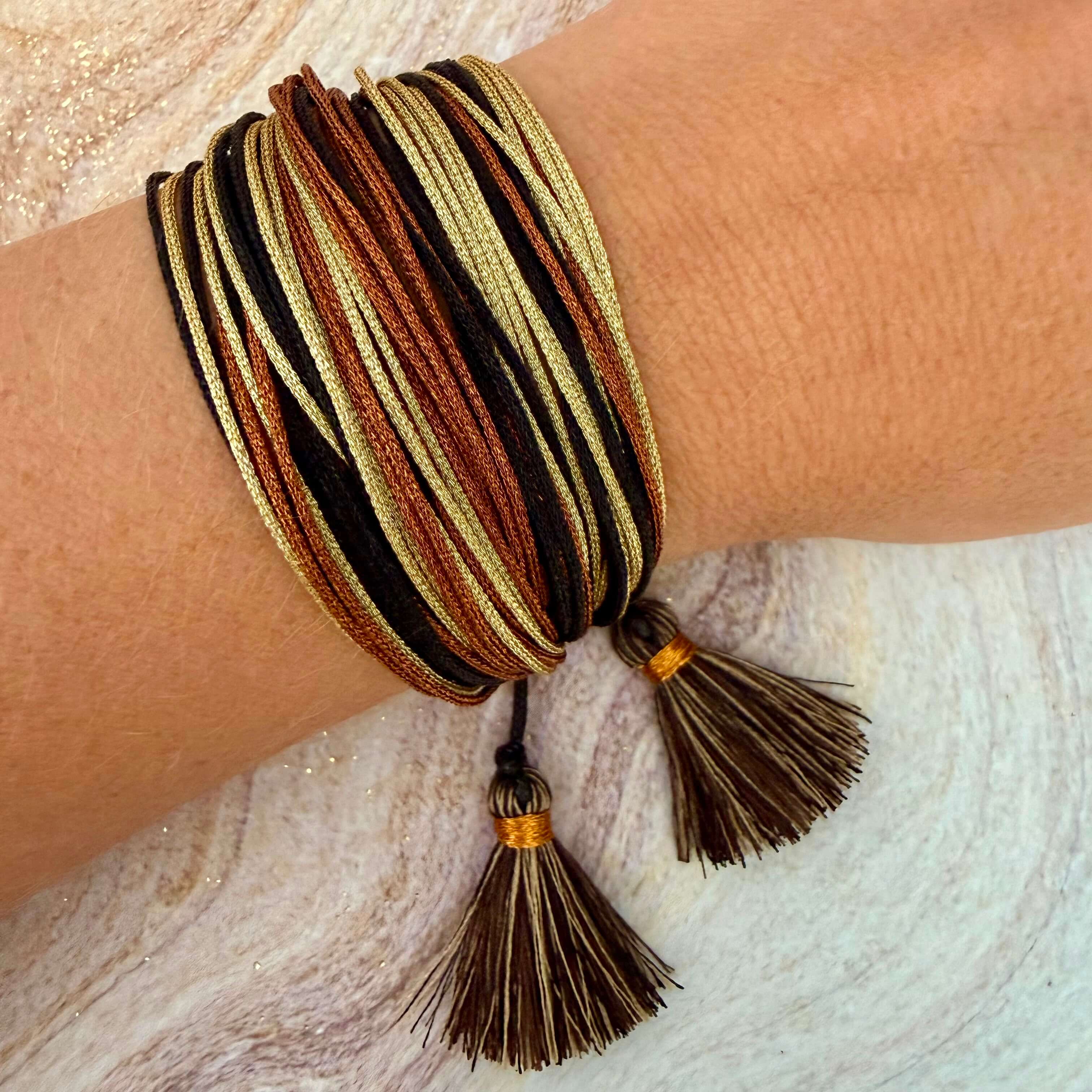 Golden Threads Wrap Bracelet