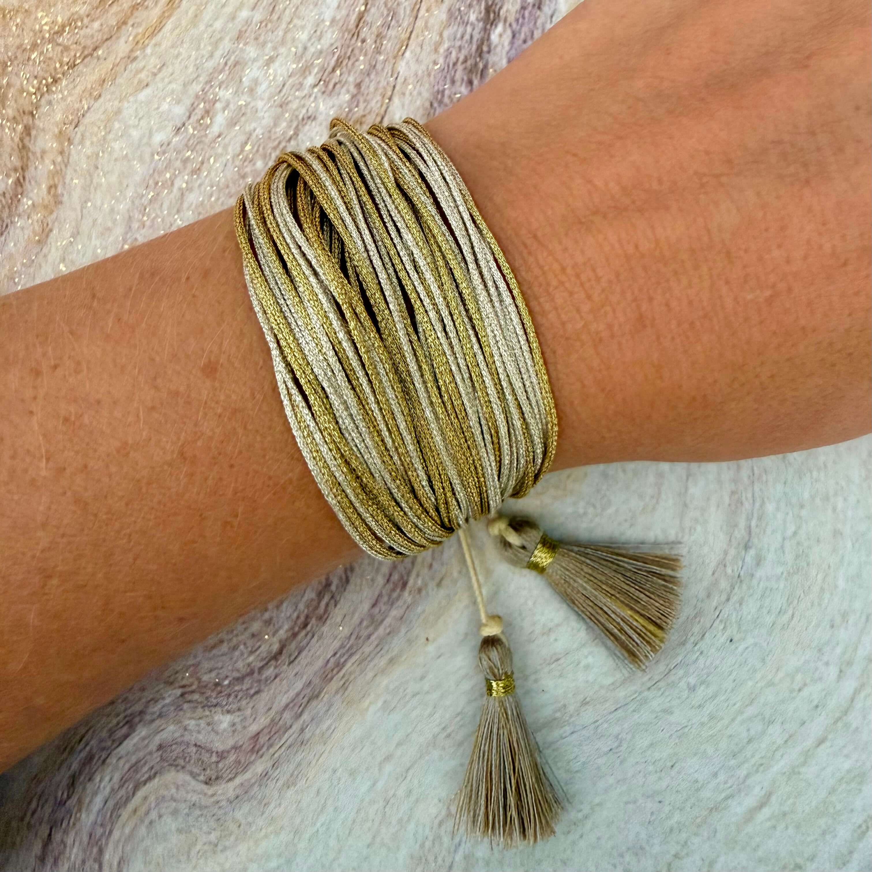 Golden Threads Wrap Bracelet